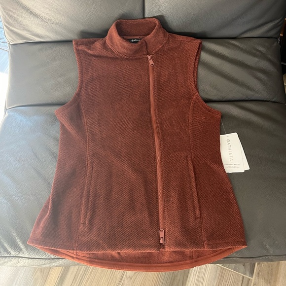 Athleta - Stroll Flece Moto Vest, Brown - Size: Medium - Picture 2 of 9